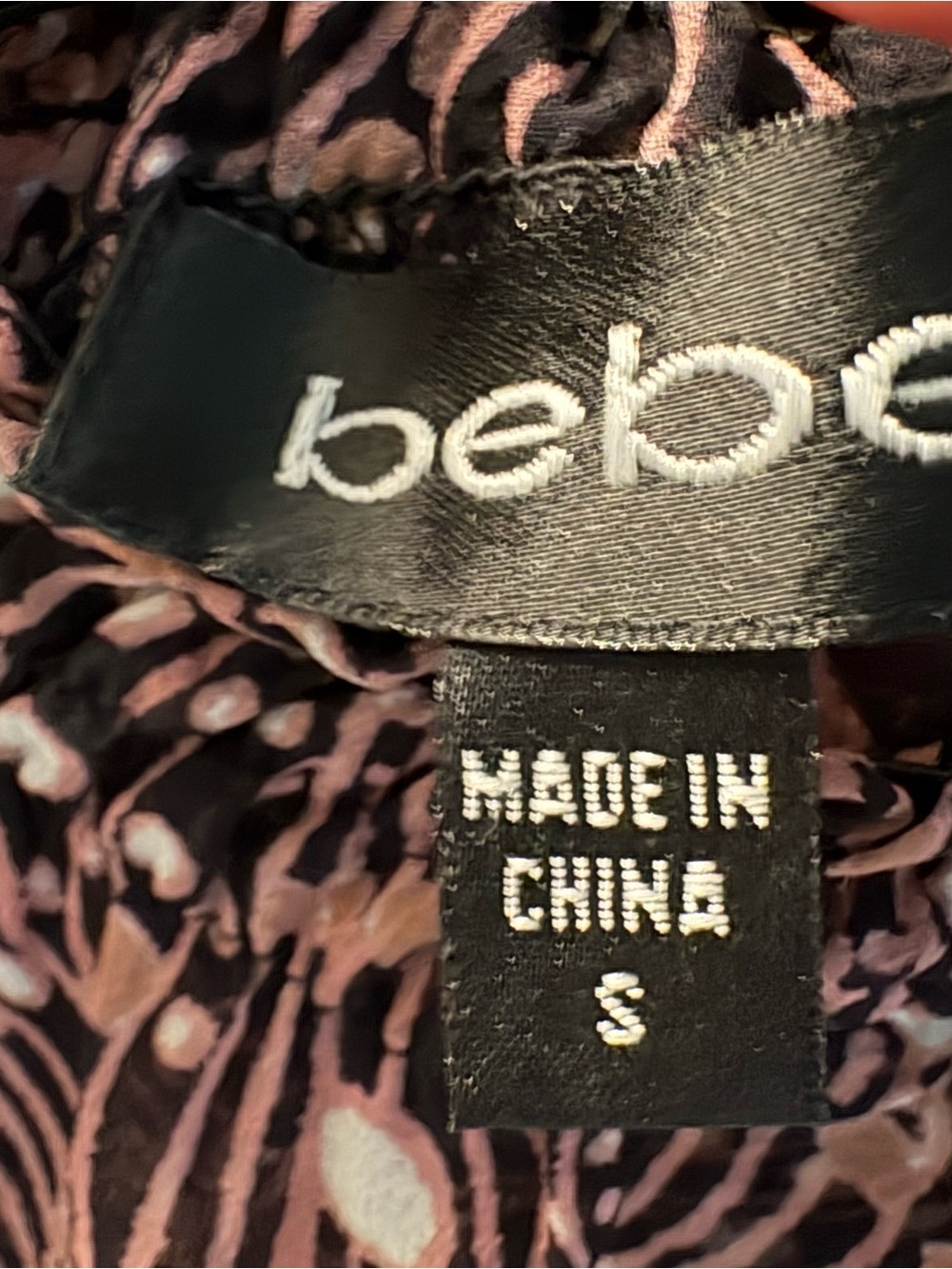 bebe Black and Dusty Pink Abstract Sheer Halter Top - Picture 4 of 4